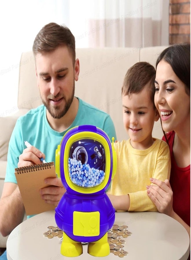 APEROL DESIGN Piggy Bank Astronaut Shaped Coin Box for Kids, Plastic Piggy Bank for Kid, Coin Box with Password Lock, Best Return Gifts for Kid (Yellow_Blue) - Image 5